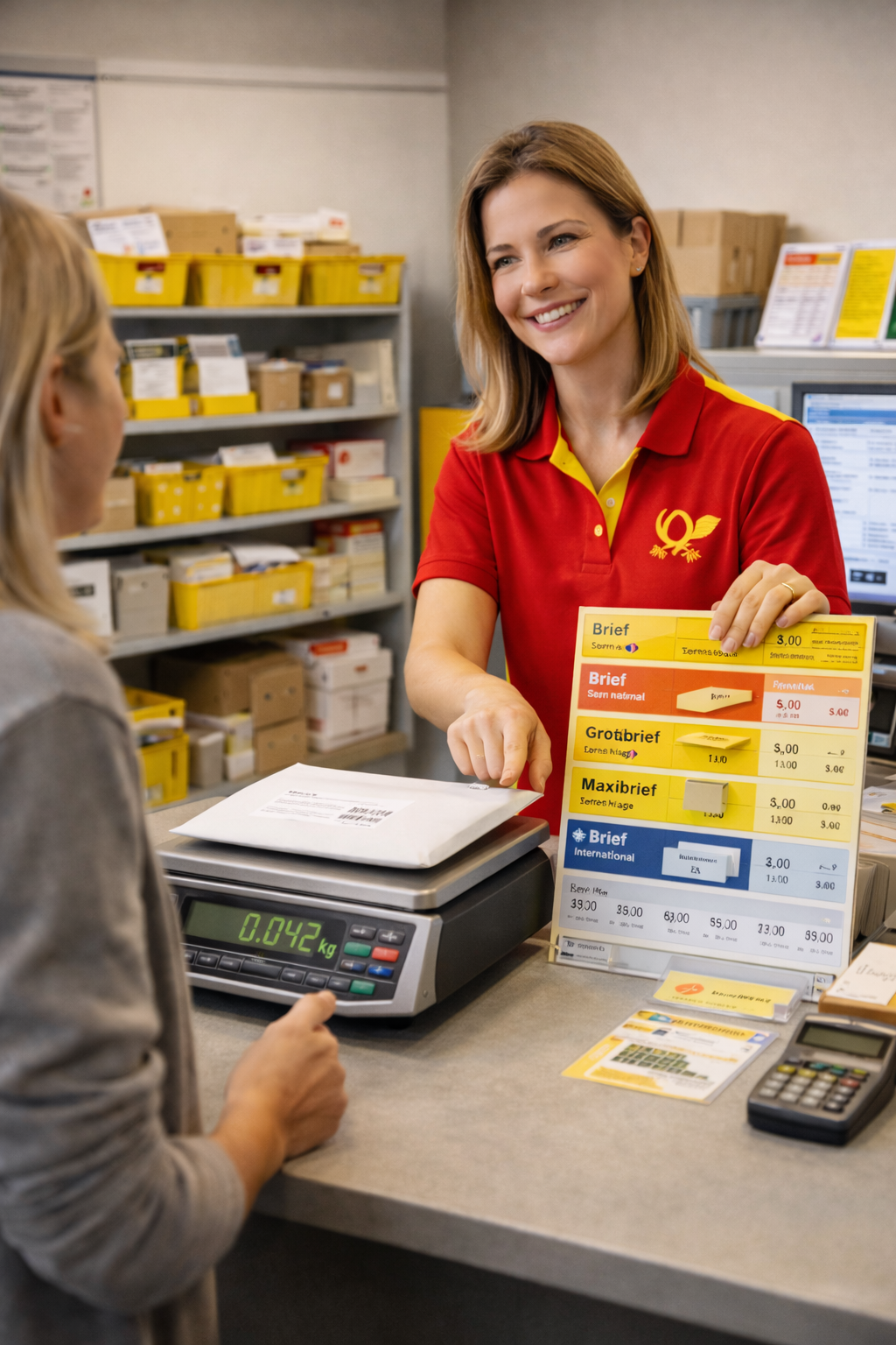 Portowaage und Briefumschläge